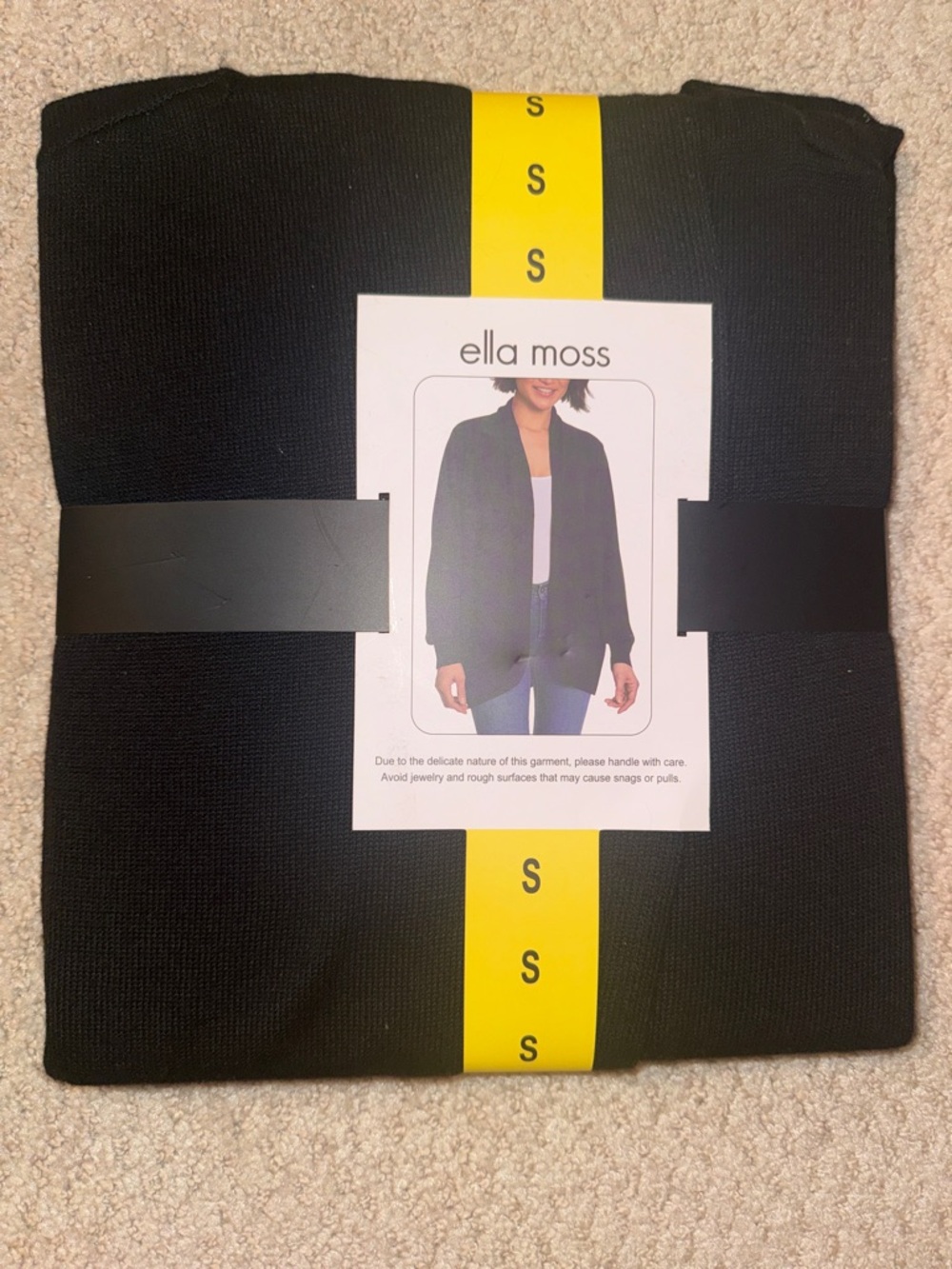 Ella Moss Black Open-Front Knit Blazer Jacket